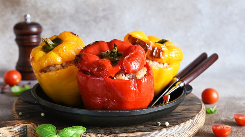 Stuffed bell peppers on plate