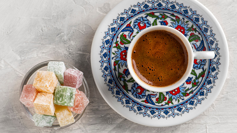 Turkish coffee in traditional cup