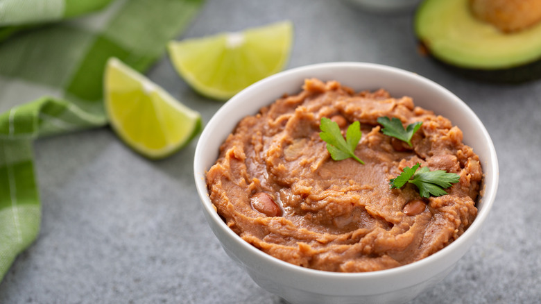 Refried beans with cilantro and limes
