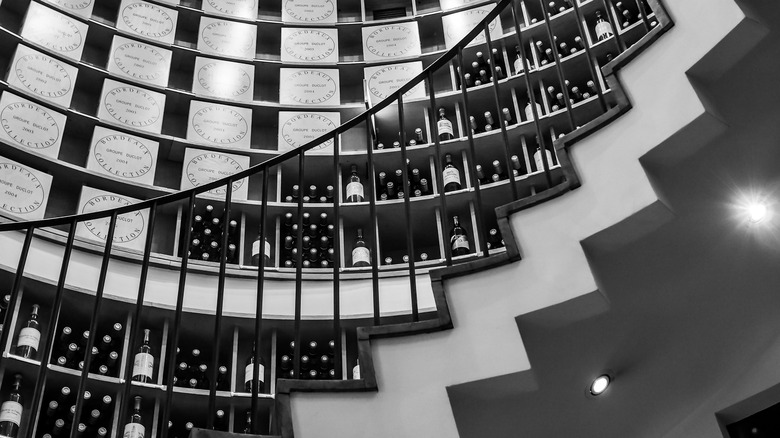 wine shelves in staircase