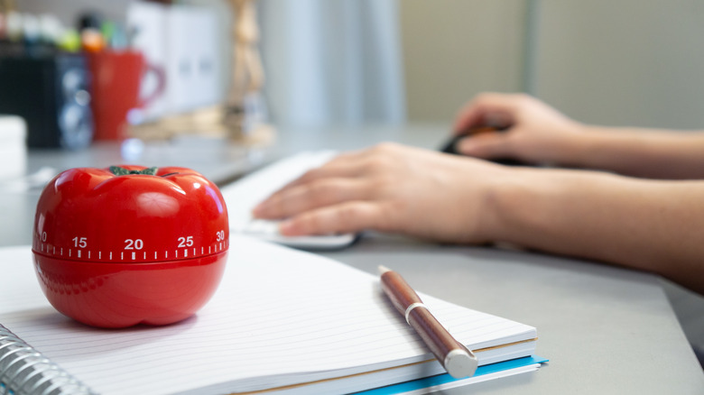 Kitchen timer and notebook