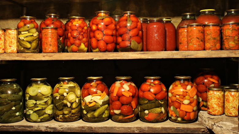 Canned food storage shelves