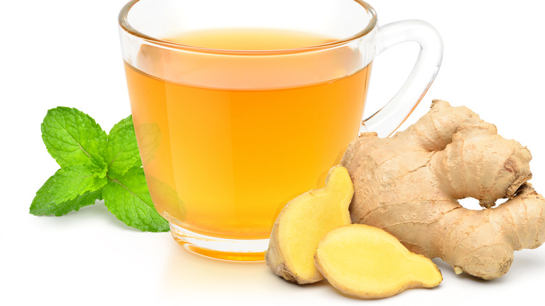 Ginger tea with mint leaves