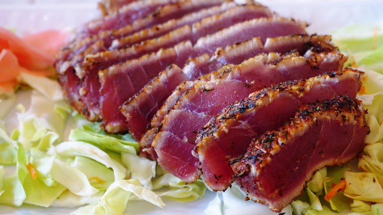 rare blackened seared ahi tuna