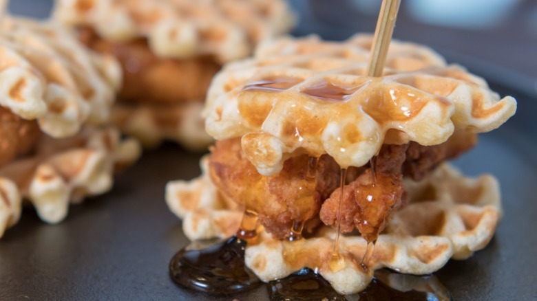 Chicken and waffle sandwiches