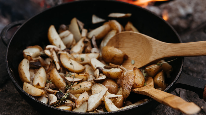 Roasted potatoes in cast iron