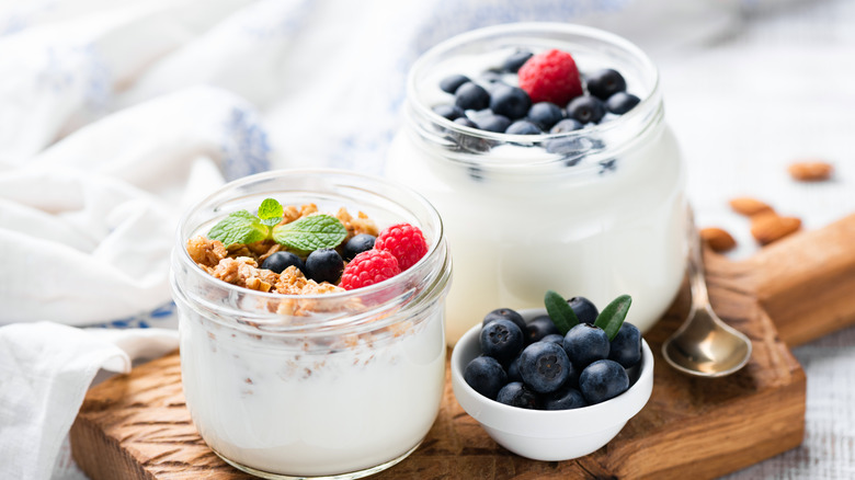 Homemade yogurt with blueberries