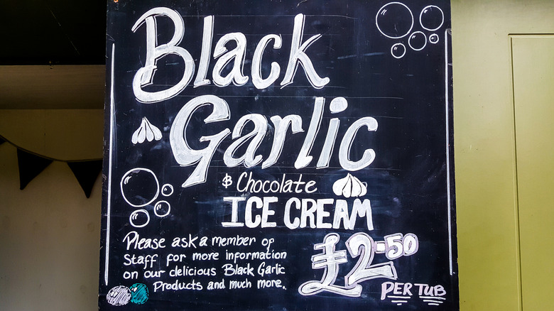 Sign for black garlic ice cream