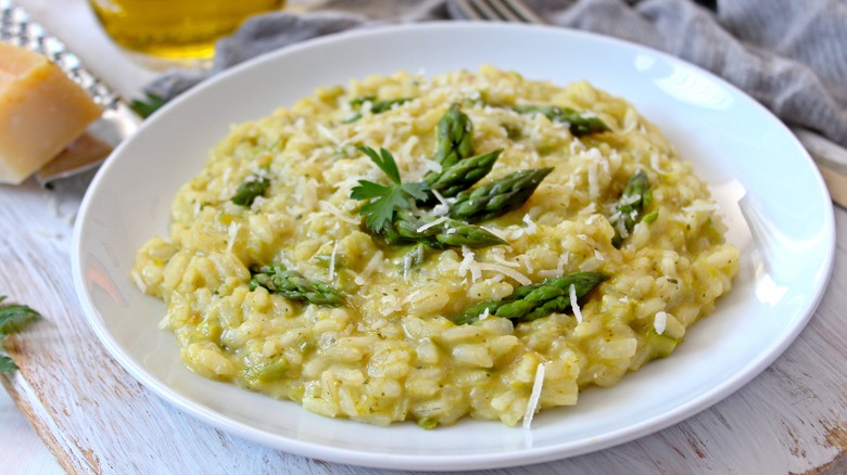 Risotto in a white bowl