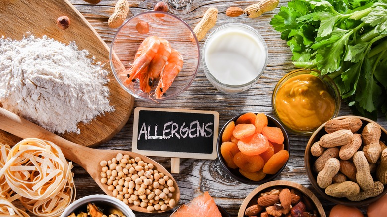 Most common allergens, including celery