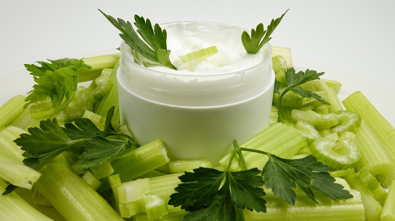 Cream sauce flavored with celery