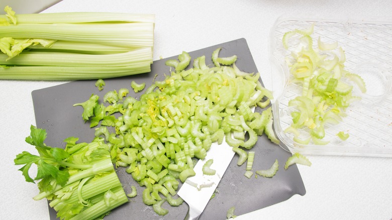 Freshly sliced celery