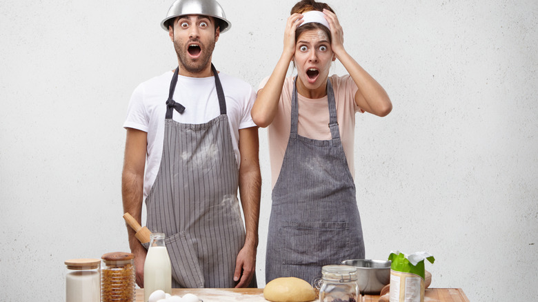 Two panicked chefs 