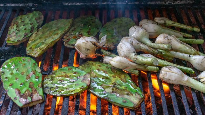 Nopales on grill 