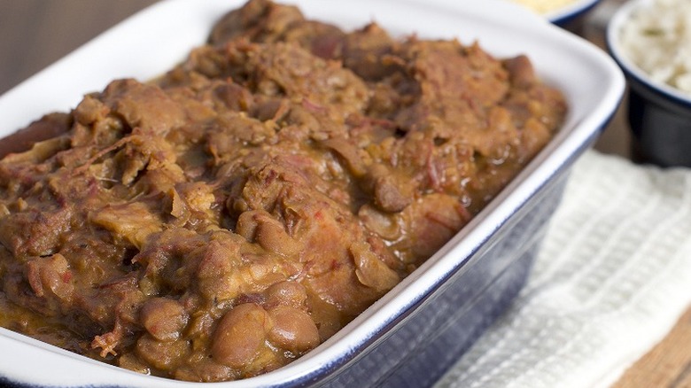 Beans in a casserole dish