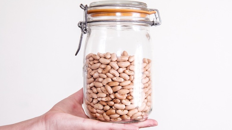 Pinto beans in storage container