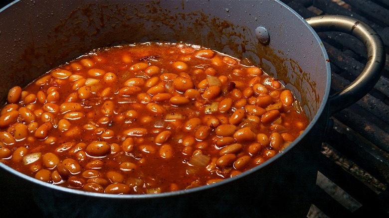 Cooked beans in a pot