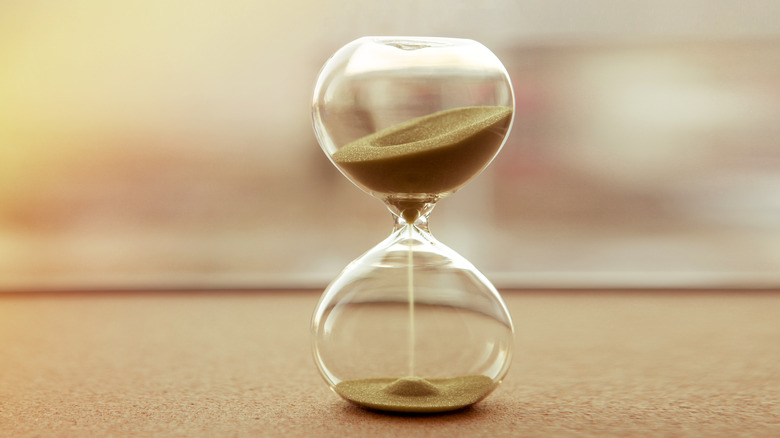 Hourglass timer on a table