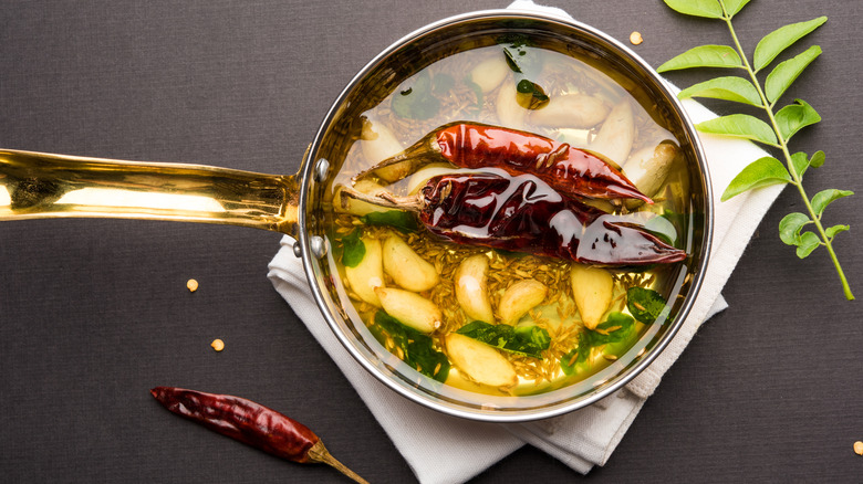 Spices soaking in oil