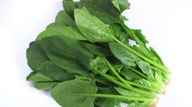 Mature spinach leaves