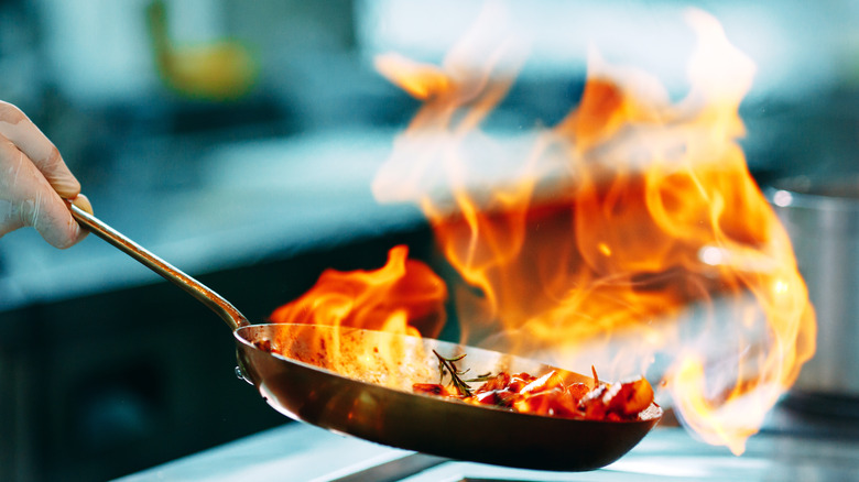 flambéing food