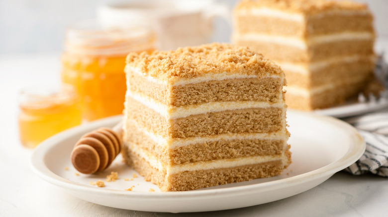 served honey layer cake