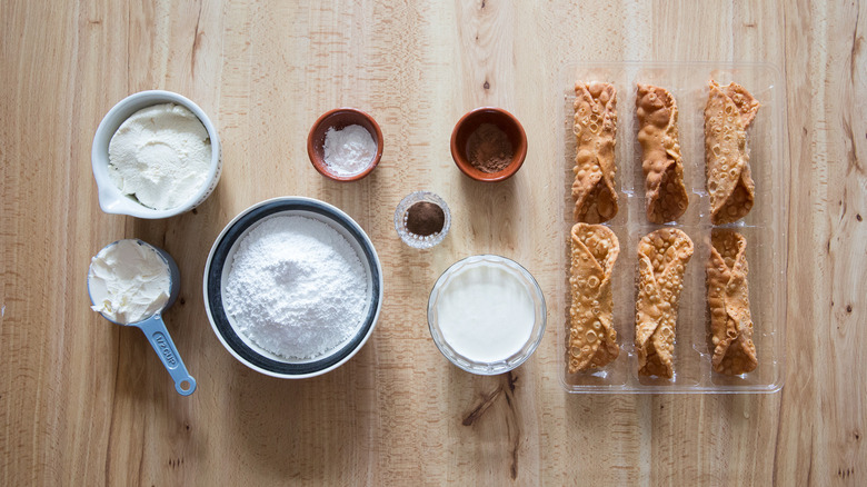 homemade cannoli ingredients on table