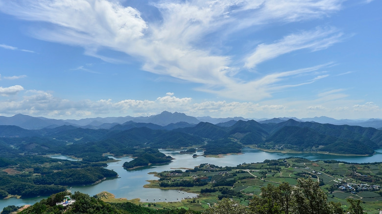 Mountains with rivers and streams