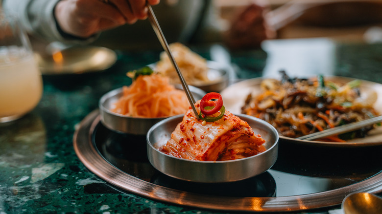 Kimchi in serving dish