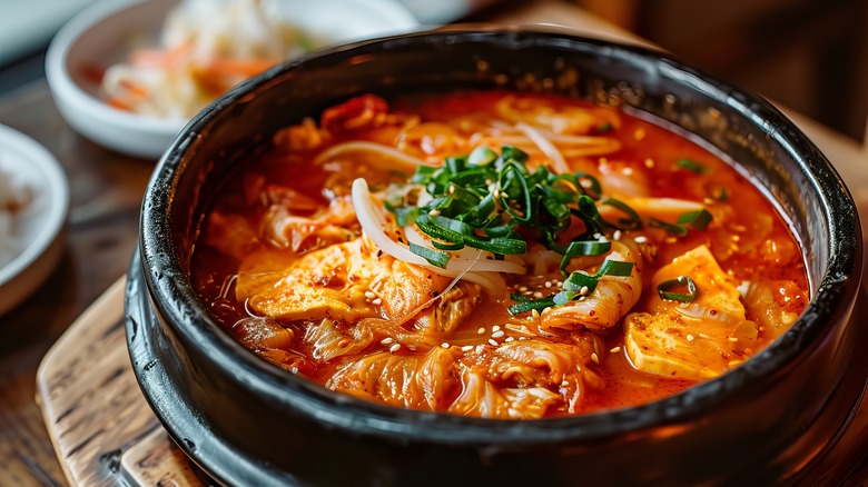 bowl of kimchi stew with tofu