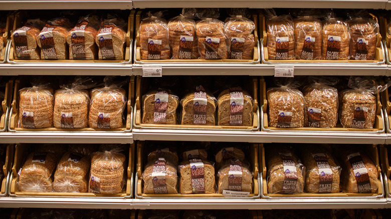 Sliced bread on store shelves