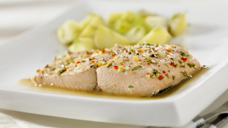 poached salmon fillets