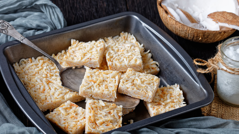 no bake coconut bars and coconut