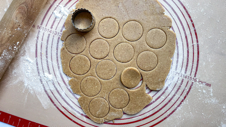 cutting cookie dough