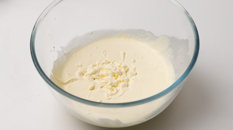 whipping cream in a bowl