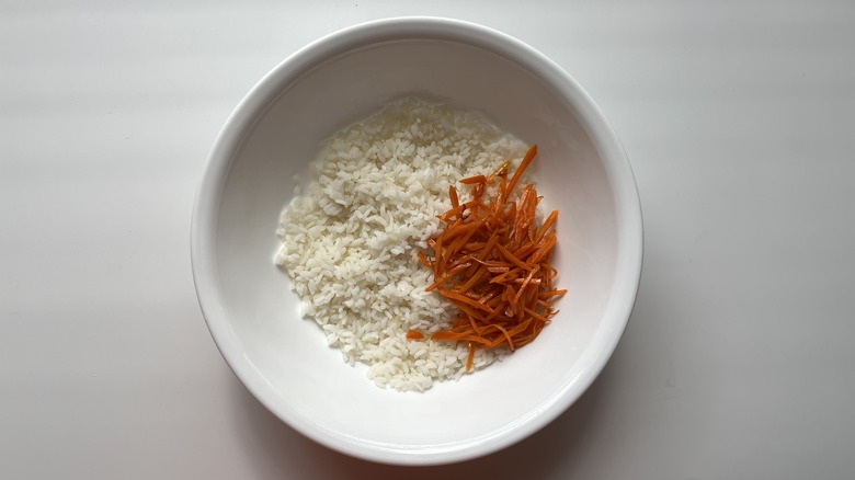 rice and cooked carrots