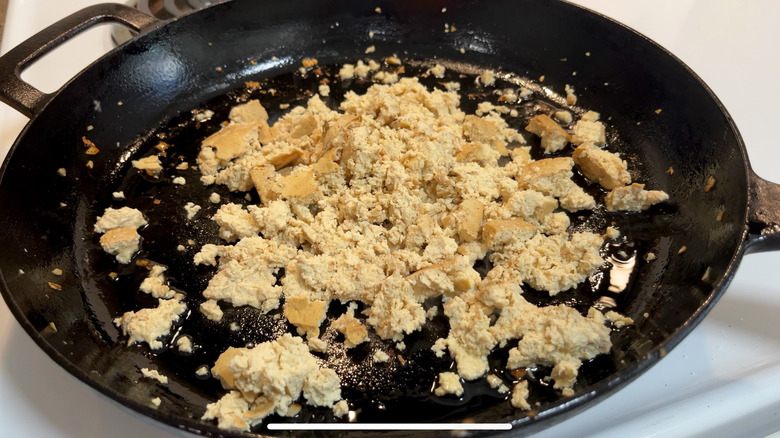 tofu in frying pan