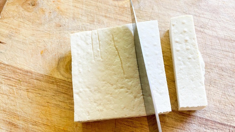 tofu on cutting board