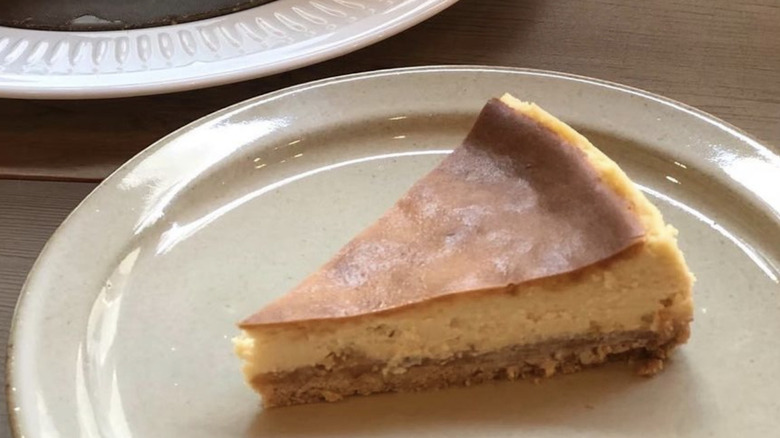 Slice of homemade cake on a plate