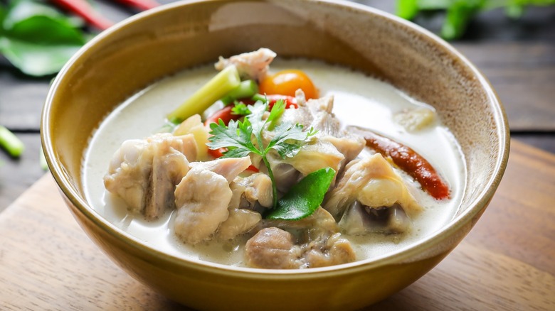 Bowl of tom kha soup