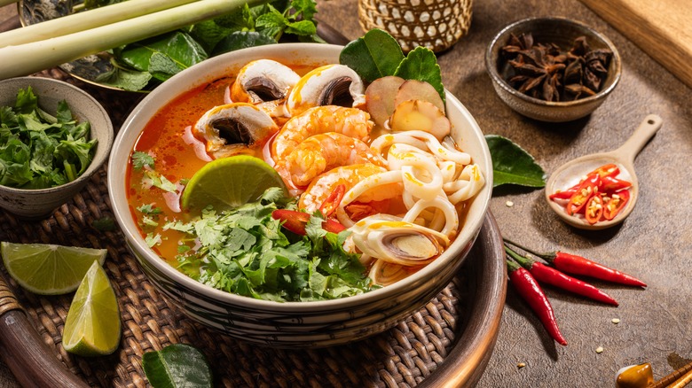 Bowl of tom yum soup