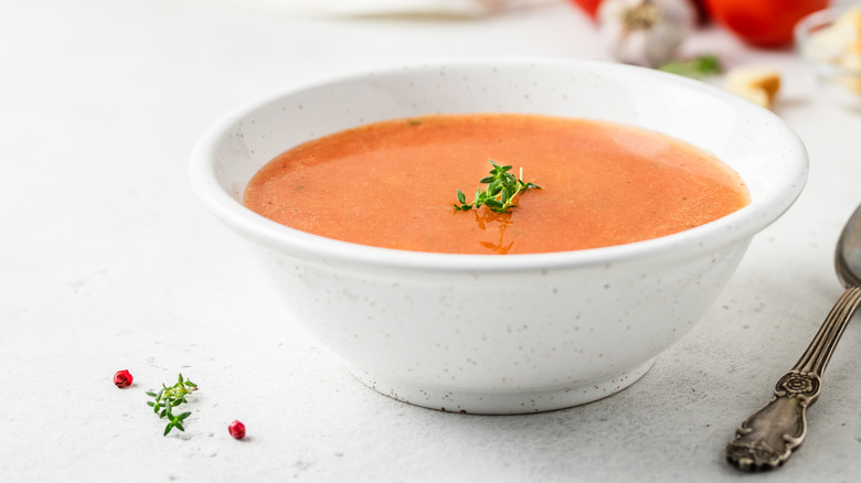 Bowl of creamy tomato mousse