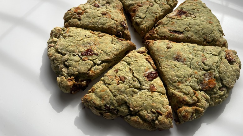 triangular greenish-brown scones