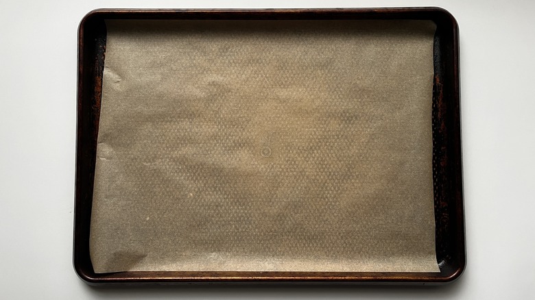 pan with brown paper