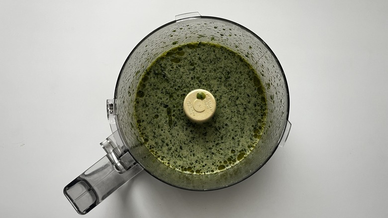 green liquid in food processor