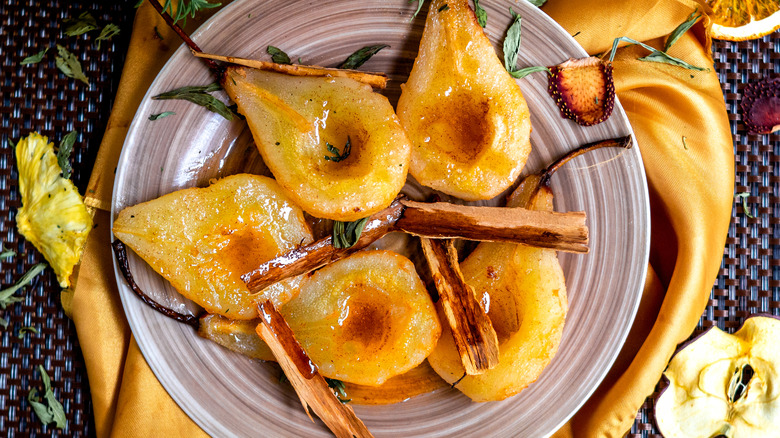 plate of spiced pears