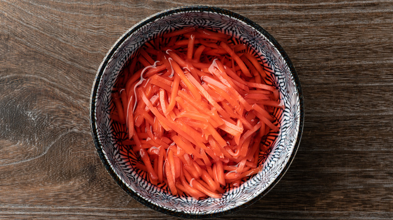 red pickled ginger in jar