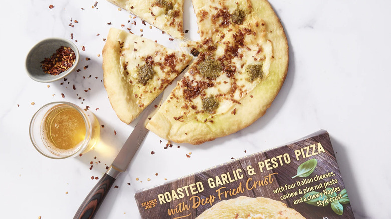 Trader Joe's Roasted Garlic & Pesto Pizza with Deep Fried Crust