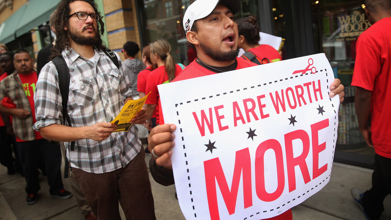 Grocery employee striking