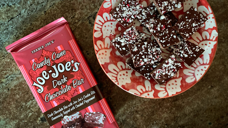 Trader Joe's candy cane Joe-Joe's dark chocolate bar